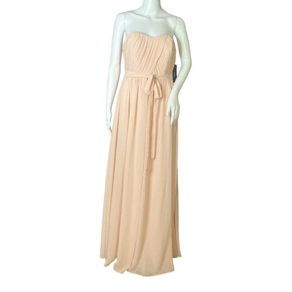 Lulu's With All‎ My Heart Maxi Dress Women's Size M Pink Blush Pleated Strapless - Picture 1 of 8